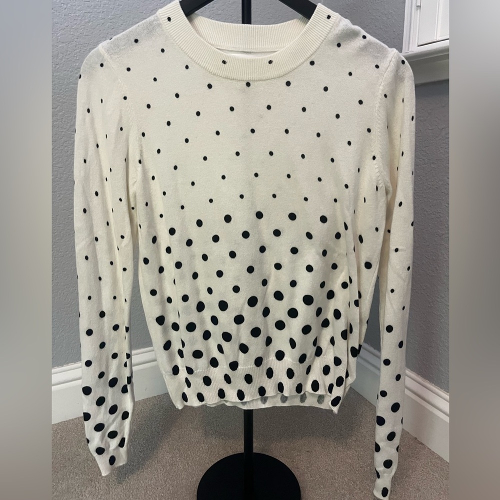 POPSUGAR White and Black Polka Dot Sweater